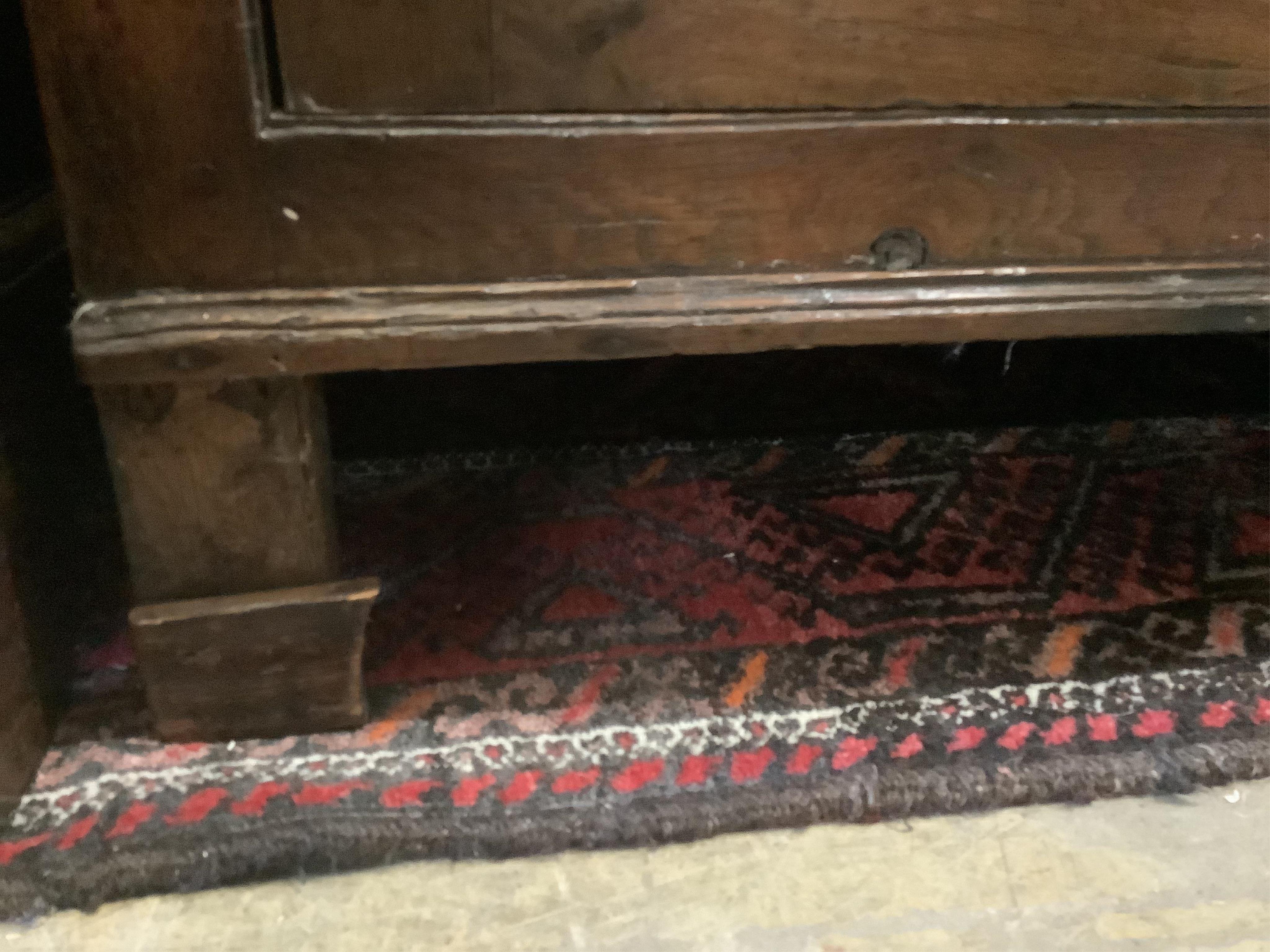 A late 18th century oak cupboard, width 113cm, height 186cm. Condition - fair to good